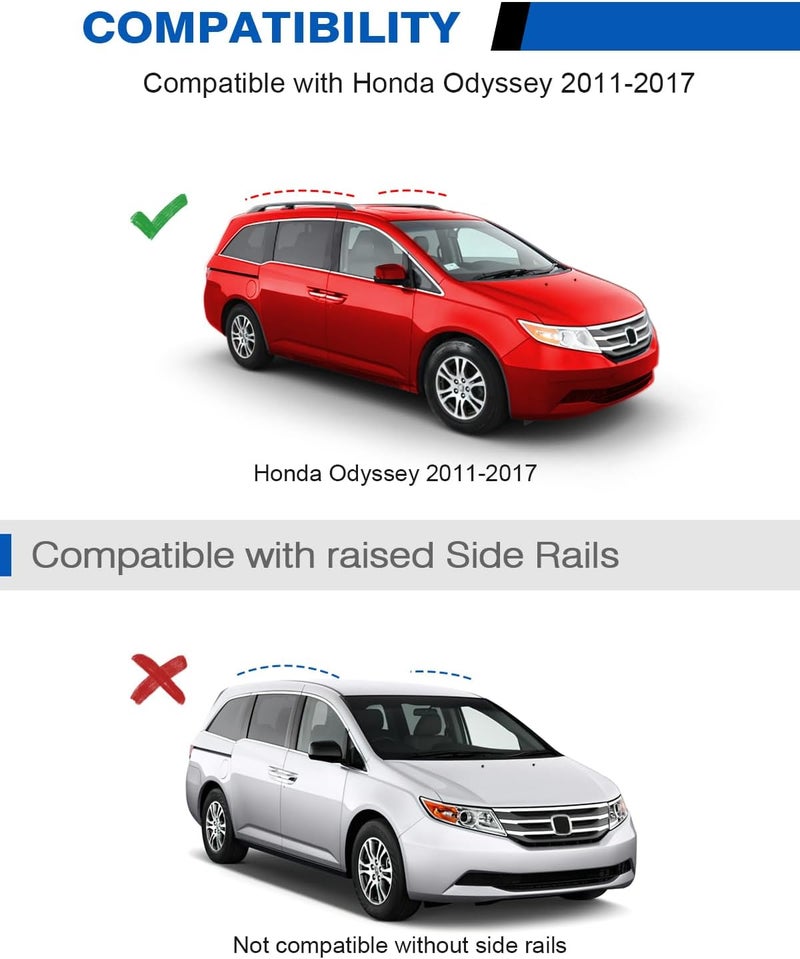 wonderdriver 300lbs Lockable Roof Rack Cross Bars Compatible with Honda Odyssey 2011-2017 (with Raised Side Rails), Heavy Duty Aluminum Roof Rails Crossbars Cargo Canoe Black Rooftop Cargo Carrier. - Image 2